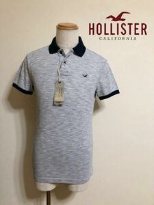 【新品】 HOLLISTER ホリスター ストレッチ ピケ アイコン ポロシャツ トップス サイズXS 半袖 170/84A ヘザーライトグレー 629159220