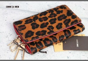  new goods Comme Ca men Leopard pattern many storage is lako leather key case tea 