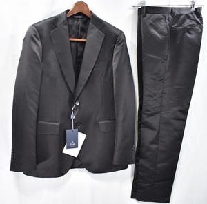 未使用【TMB トンボリー二】イタリア製2Bアセテートウールブラックスーツ50黒TOMBOLINI微光沢ドレス