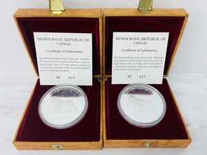 【F630】コンゴ共和国 2000年 日本新500円コイン 記念20フラン プルーフ銀貨 2枚セット