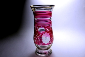 ■ボヘミアグラス　　フラワーベース　　クリスタル・花瓶　　ボヘミアガラス　　　ROSSO