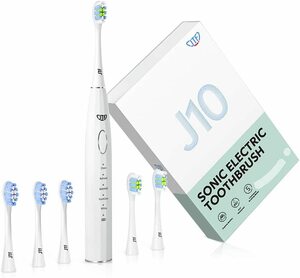 新品未使用送料無料 電動歯ブラシ 歯垢除去 ホワイトニング 歯周病予防 音波 替えブラシ5本 歯ブラシセットUSB充電式 IPX7防水 シンプル