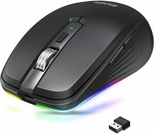 ワイヤレスマウス 無線 マウス BT 5.0 7ボタン戻る/進むボタン搭載 瞬時接続 14色RGBライト付 2.4GHz 高精度
