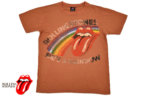 Y-4685★送料無料★美品★ROLLING STONES ローリングストーンズ STREET WEAR★ブラウン茶色 ビッグプリント 半袖 T-シャツ Ｍ