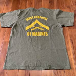 沖縄 米軍放出品 USMC MARINE ミリタリー Tシャツ トレーニング ランニング 筋トレ スポーツ オシャレ LARGE OD (管理番号TU14)