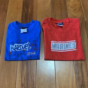 沖縄 米軍放出品 USMC MARINE ミリタリー KIDS Tシャツ オシャレ ファッション 可愛い 2枚セット (管理番号UV17)