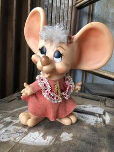 即決 70s クリスマス 女の子 マウス ネズミ コインバンクドール ビンテージ トイ アメリカ