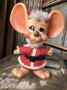 即決 70s クリスマス サンタクロース マウス ネズミ コインバンクドール ビンテージ トイ アメリカ カントリー雑貨