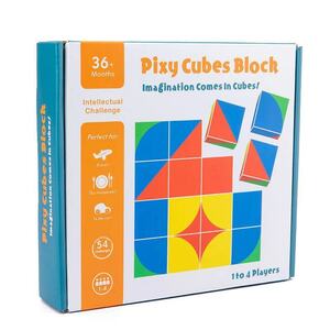 キューブ ブロック 木製 パズル タングラム 知育玩具 カラフル　図形