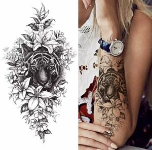 タトゥーステッカー シール 刺青 入れ墨 タトゥー tattoo 虎 タイガー 獣 花 フラワー 華 パーティー 目立つ ファッション 236