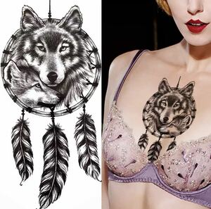 タトゥーステッカー シール 刺青 入れ墨 タトゥー tattoo オオカミ 狼 ウルフ 獣 パーティー 目立つ ファッション 236