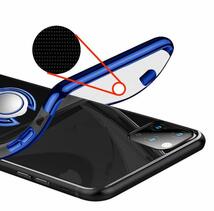 【セット】ケース＋フィルム)iPhone 13ProMAX 用 青枠色 透明 リング付きケース (透明強化ガラスフィルム) アイホン アイフォン アイホーン_画像6