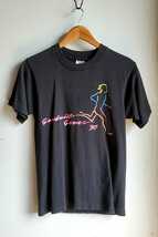 573◆90S USA製 FRUIT OF THE LOOM プリントTシャツ sizeS 黒 ブラック vintage 古着 USED 中古_画像1