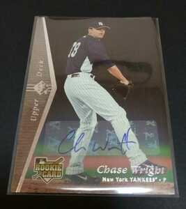 MLB 2007年upper deck チェイス・ライト(ヤンキース)直筆サインカード！No.148。HBRAX。