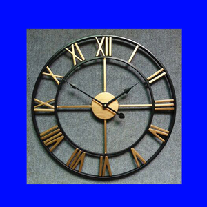 壁掛け時計 アンティークウォールクロック 北欧風 シンプル 黒＆銅色