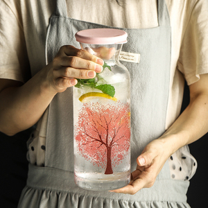 冷水ポット　桜　変色　耐熱（100度まで）茶器　ガラス ティーポット