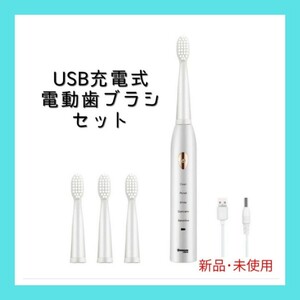 白色USB充電式電動歯ブラシ