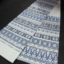 新品未仕立　西陣織高級六通柄袋帯　２４００織・藍染　ジャパンブルー　スタイリッシュ_画像5