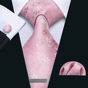 ネクタイ チーフ タイピン カフス 4点 セット メンズ 幅 レギュラータイ ピンク 小柄 花柄 結婚式 礼装 披露宴 シルク100％