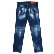 G03324 新品 DSQUARED2/SKINNY DAN JEAN デニム パンツ【サイズ：50】ブルーインディゴ 定価115500円 部分レザー ディースクエアード_画像2