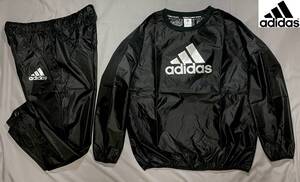 新品 XL アディダス サウナスーツ 黒 銀 ブラック ダイエット 汗出し ウォーキング ジョギング ADIDAS MARTIAL ARTS 正規品