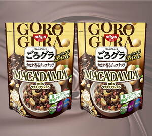 日清 ごろグラRich チョコナッツマカダミア 300g×2袋 (マカダミアナッツ・カシューナッツ・粒イチゴ・エクアドル産カカオ) チョコレート