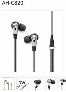 Denon AH-C820-BK AH-C820-BK In-Ear Earphones, High Resolution Sound Source Compatible, Dual Driver, Black