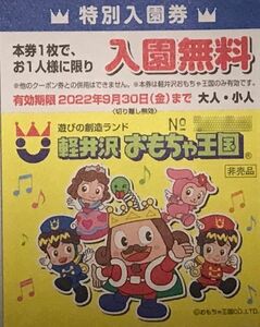 ◆軽井沢おもちゃ王国 入園無料券 特別入園券◆複数枚対応可能◆