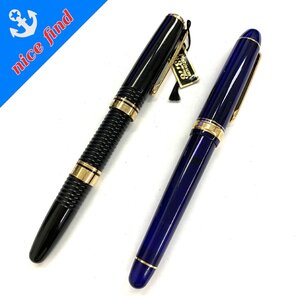 ◆プラチナ文房具まとめ売り2点セット◆platinum #3776 センチュリー ギャザード 中字 M ペン先14K 585 万年筆 ブラック ブルー