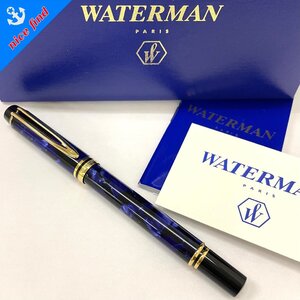 美品◆ウォーターマン WATERMAN◆ル マン 200 ラプソディ RHAPSODY 万年筆 ブルーベルベット ペン先K18 箱/ケース/Gカード/インク付