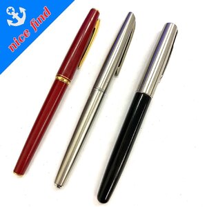 ◆ブランド文房具まとめ売り3点セット◆パイロット パーカー フロンティア FRONTIER 万年筆 F 細字 ペン先14K-585/18K-WG レッド ブラック