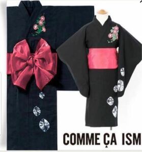 COMME CA ISM（コムサイズム）女児浴衣　黒　朝顔　背中チャックで着付け楽　ワンピース浴衣　M 100〜115cm