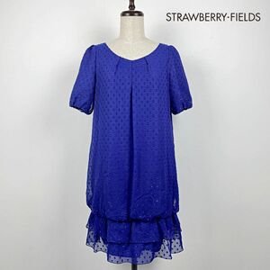  прекрасный товар STRAWBERRY-FIELDS Strawberry Fields шифон One-piece колени длина точка рисунок ламе синий голубой размер 2*CB1950