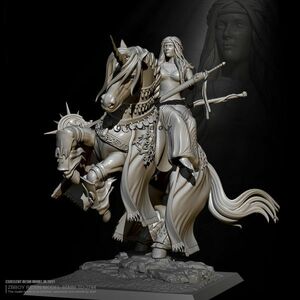 送料無料…85mm 1/32 ユニコーンに跨る女性戦士 ギリシャ神話 未塗装 レジン製 組み立て キット フィギュア プラモデル 人形 H172