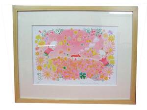 【現品処分品】Sakura(いしだ　ゆみ)　ジクレー　かわいいネコの額絵　Home Sweet Home