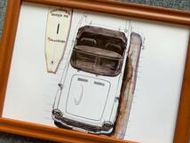 ■BOW。池田和弘『Honda S800』B5サイズ 額入り 貴重イラスト 印刷物 ポスター風デザイン 額装品 アートフレーム インテリア 旧車_画像2