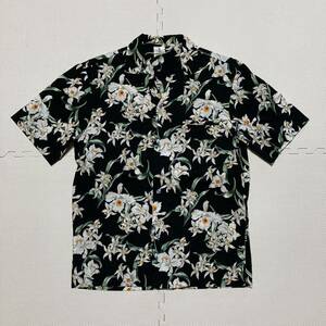 ROYAL CREATIONS ロイヤルクリエーション ハワイ製 花柄 アロハシャツ 半袖シャツ S ブラック