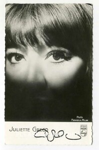 ジュリエット・グレコ JULIETTE GRECO PHILIPS カード 直筆サイン フォト　額装済みにて