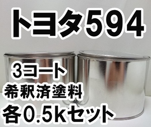 ◇ トヨタ594　塗料　希釈済　クリームパールマイカ　ラウム　カラーナンバー　カラーコード　594
