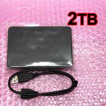 ★送料無料★美品★【BUFFALO　2TB　ポータブル 外付けHDD　ブラック】テレビ録画用＆PC　シンプル&コンパクト USB3.1(Gen1)/USB3.0_画像1