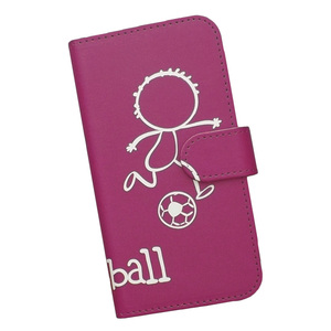 iPhone13 PRO　スマホケース 手帳型 フットボール サッカー 蹴球 スポーツ モノトーン 棒人間 ピンク
