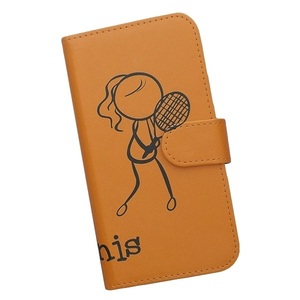 Redmi Note 11　スマホケース 手帳型 テニス 庭球 スポーツ モノトーン 棒人間 オレンジ