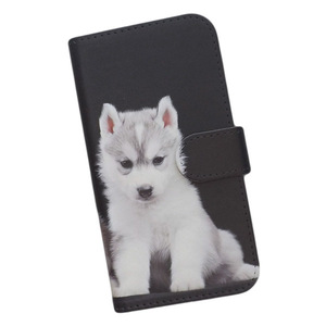 iPhoneSE(第2世代)/(第3世代)　スマホケース 手帳型 プリントケース 犬 動物 シベリアンハスキー 子犬 かわいい