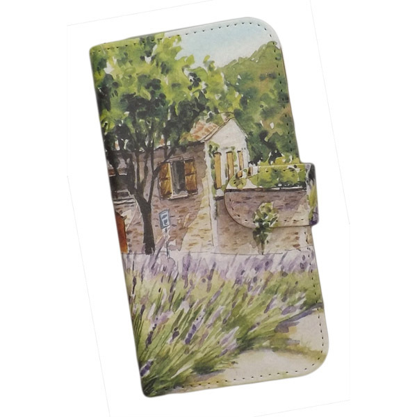 iPhone13 mini smartphone case, notebook-style printed case, landscape, painting, lavender, flower, accessories, Case, others