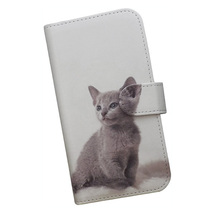 iPhone13 mini　スマホケース 手帳型 プリントケース ネコ 子猫 ロシアンブルー_画像1
