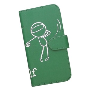 iPhone13 PRO MAX　スマホケース 手帳型 ゴルフ 打球 スポーツ モノトーン 棒人間 グリーン