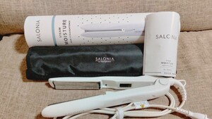 SALONIA サロニア スチームモイスチャーストレートアイロン ホワイト SL009STW スチームヘアアイロン