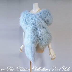  clear weather . blue empty. day. like Sky blue Tibet ram First -ru long muffler pocket attaching fur muffler * real fur neck warmer 