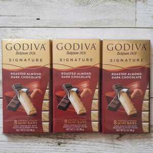GODIVA ゴディバ　ミニバー 　　　　　　　　ダークチョコレートアーモンド　　　　　　　3箱(1箱8個入り　90g)　個包装