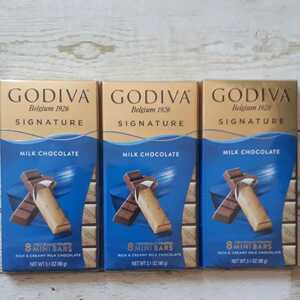 GODIVA ゴディバ　ミニバー 　　　　　　　　ミルクチョコレート　　　　　　　　　　　　3箱(1箱8個入り　90g)　個包装